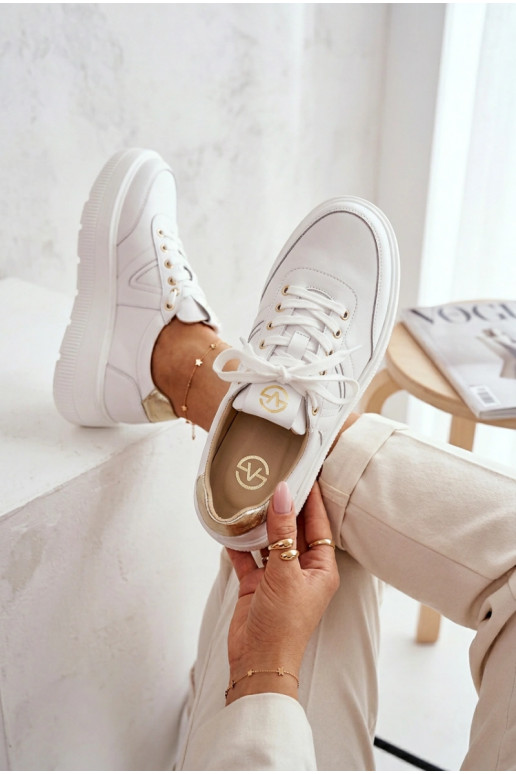 Peau Chaussures modèle baskets Féminin avec une plateforme Vinceza 39976 couleur blanche