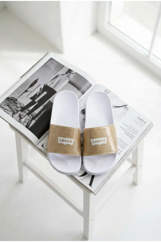 Slippers Jeugd LEVI'S VPOL0251S-3923 gouden kleur met glans