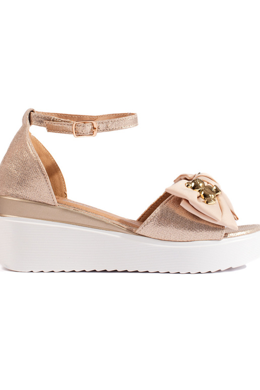 Goldfarbene Sandalen mit Schleife