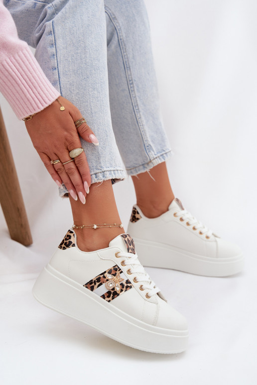 Sneakers model schoenen Dames met platformPrzypinką Initte kleur met luipaardbontpatronen Palvessa