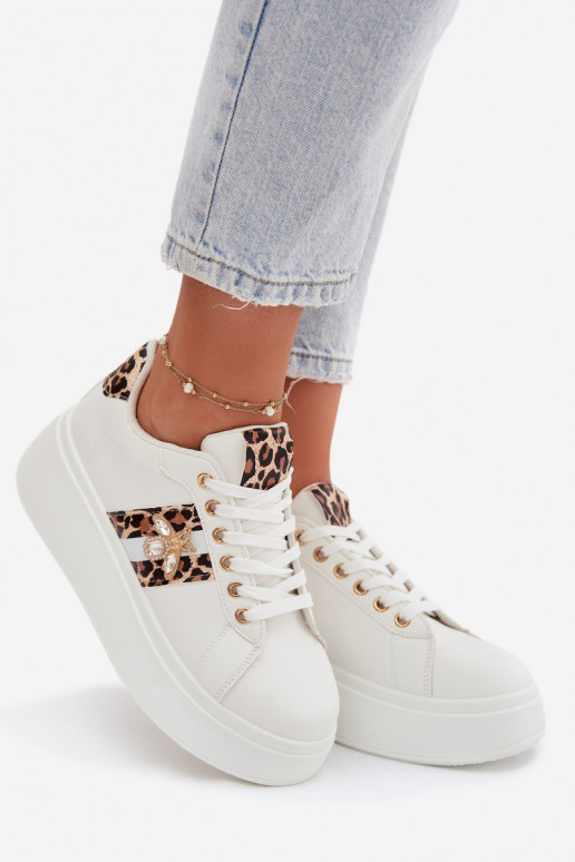 Sneakers Stilvollllschuhe Feminin mit einer PlattformPrzypinką Zueiße Farbe mit Leopardenfellmuster Palvessa