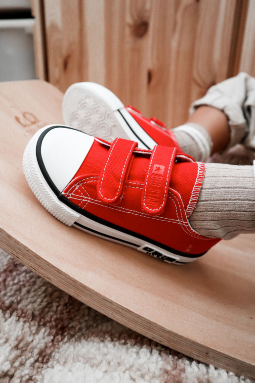 Puéril  chaussures décontractées avec attaches adhésives BIG STAR KK374082 couleur rouge