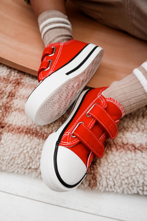 Kindisch  lässige Schuhe mit Klebeverschlüssen BIG STAR KK374082 rote Farbe