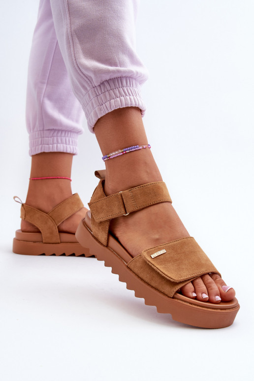 Dames Sandalen van suède met platform Big Star NN274705 bruine kleur