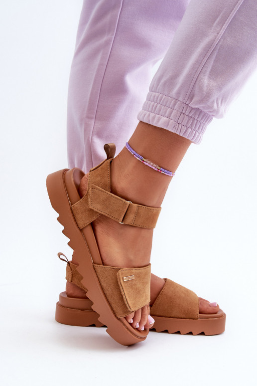 Dames Sandalen van suède met platform Big Star NN274705 bruine kleur