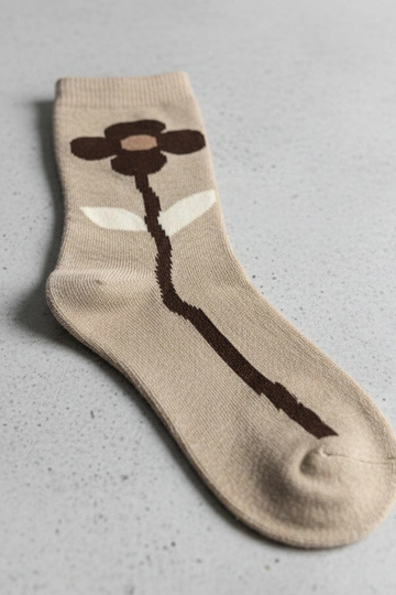 Chaussettes sable avec fleur Sella