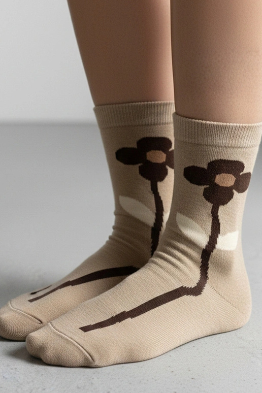 Chaussettes sable avec fleur Sella