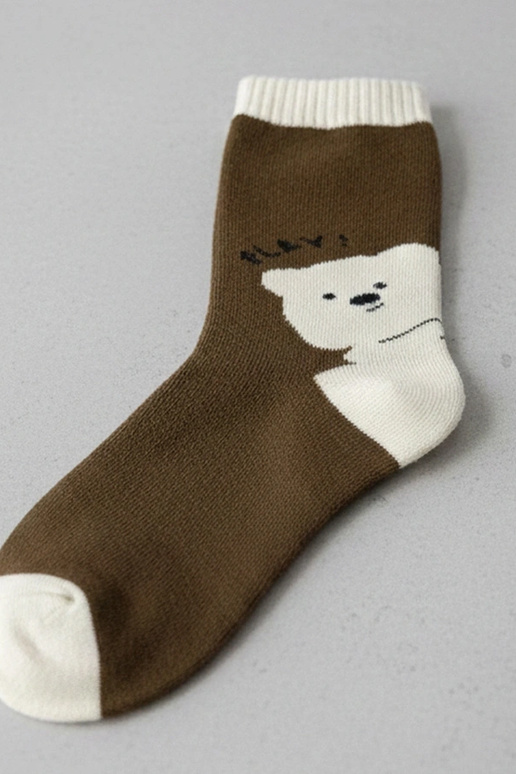 Bruine sokken met teddybeer Sella