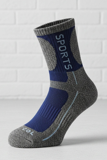 Chaussettes chaudes grises avec un accent bleu marine Siera