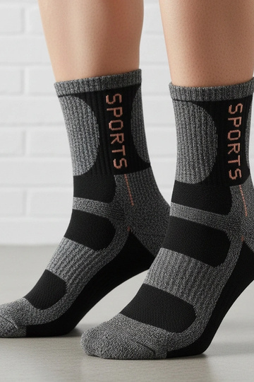 Graue warme Socken für Frauen mit rotem Akzent Siera 2