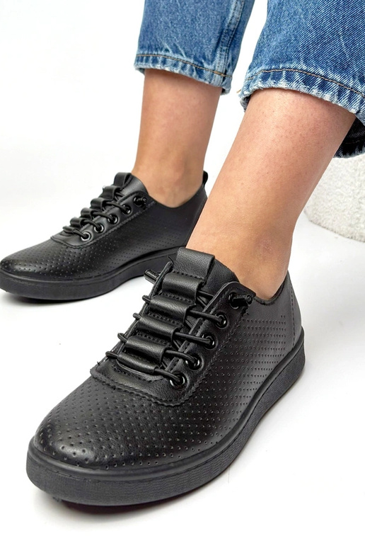 Baskets noires à enfiler perforées Adèle