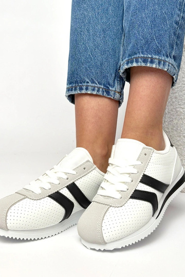 Witte-zwart sportieve sportschoenen Camille 2