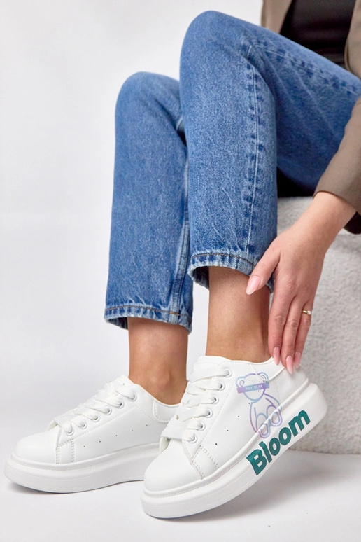 Weiße Sneakers mit Platform und Bären...