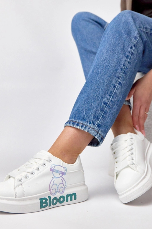 Weiße Sneakers mit Platform und Bären...