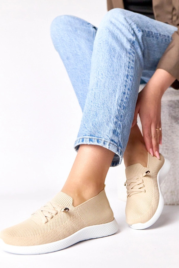 Zandkleurige dames sportschoenen Léa 2