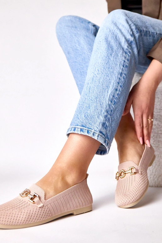 Mocassins en tissu roses avec...