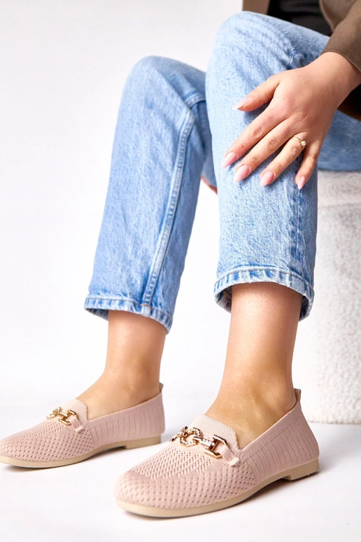 Mocassins en tissu roses avec...