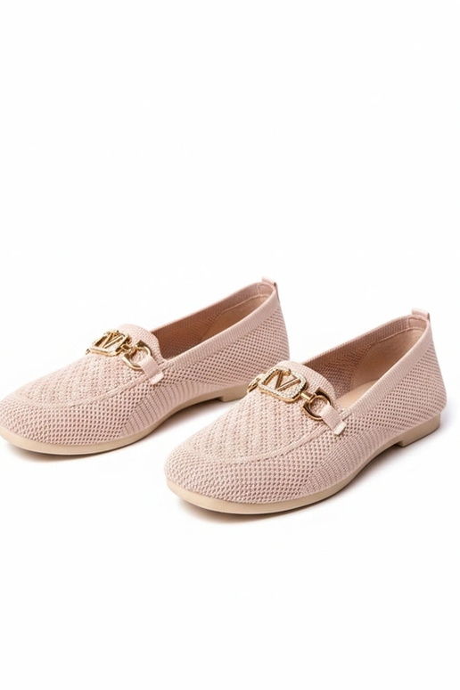 Roze stoffen mocassins met gouden...