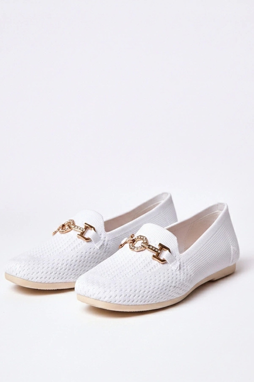 Witte stoffen mocassins met gouden...