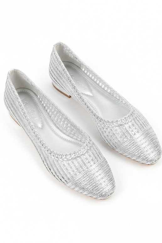 Silberne Ballerinas mit niedrigem...