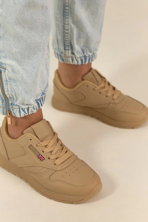 Baskets quotidiennes couleur sable à...