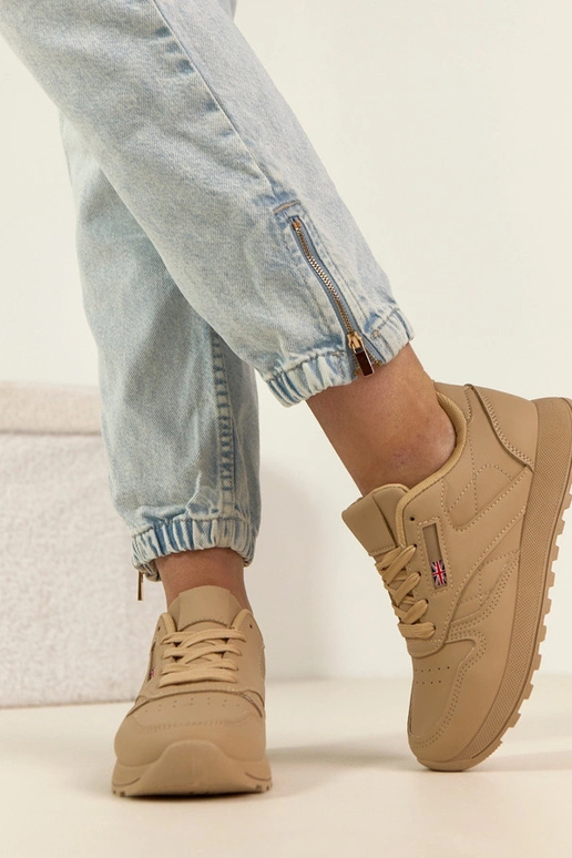 Sandfarbene Alltagssneaker mit...