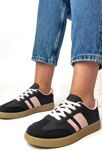 Zwart-roze dagelijkse sportschoenen met platform Thérèse 2