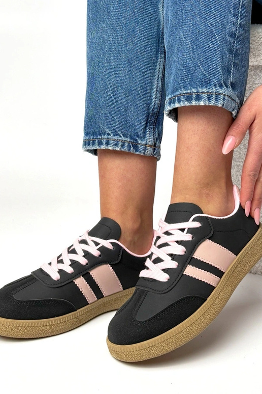 Schwarze-rosa Alltagssneaker mit...