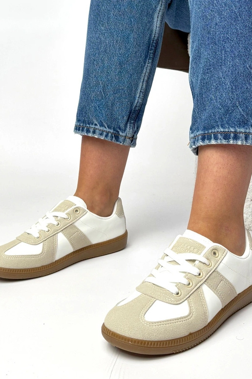 Wit-zandkleurige sportschoenen met...