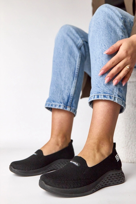 Zwarte instap sneakers van stof Zoe