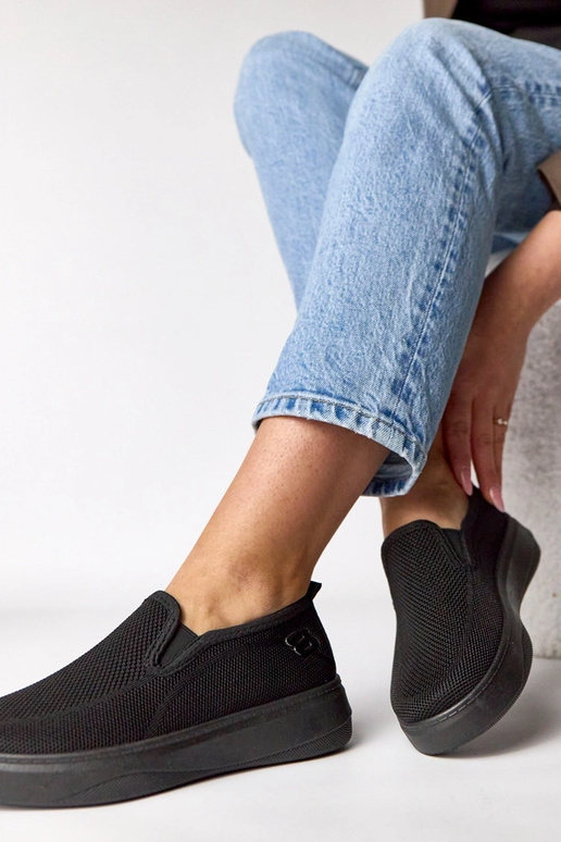 Baskets en tissu noires plateforme...