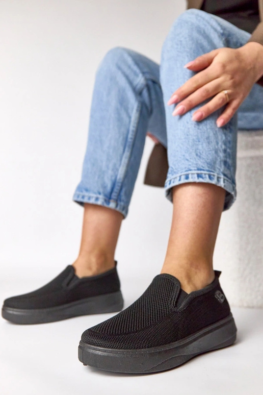 Baskets en tissu noires plateforme...