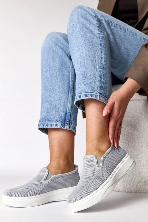 Baskets en tissu grises plateforme...