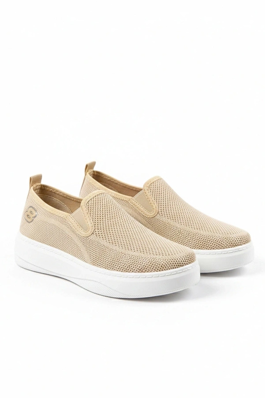 Sandfarbene textile Sport-Sneaker auf...
