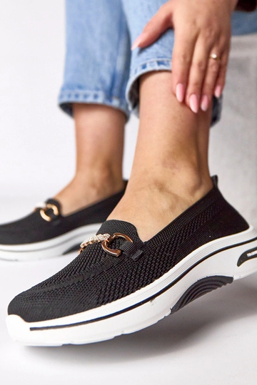 Zwarte instap sneakers van stof met zirconia Gisele
