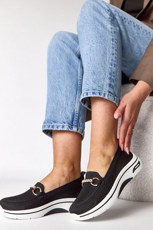 Schwarze textile Slip-On Sneakers mit...