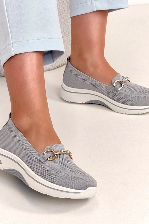 Graue textile Slip-On Sneakers mit...