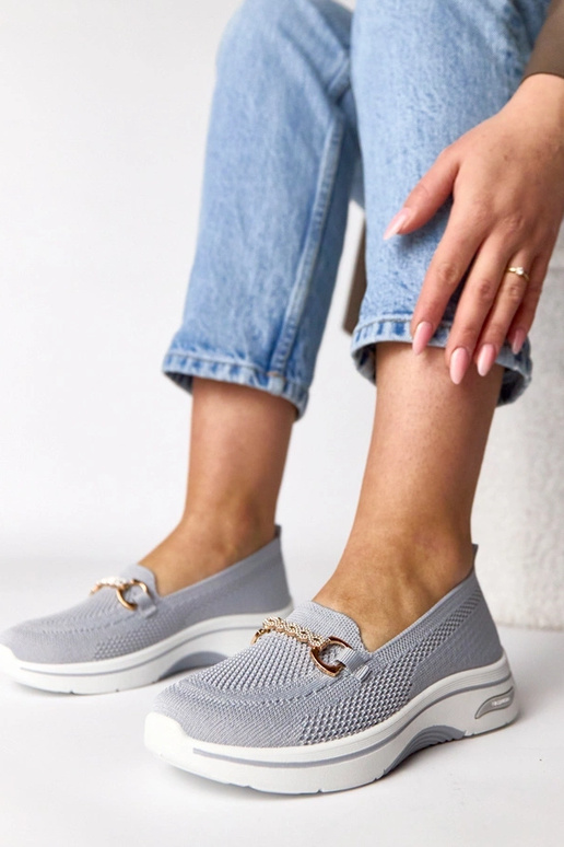 Graue textile Slip-On Sneakers mit...