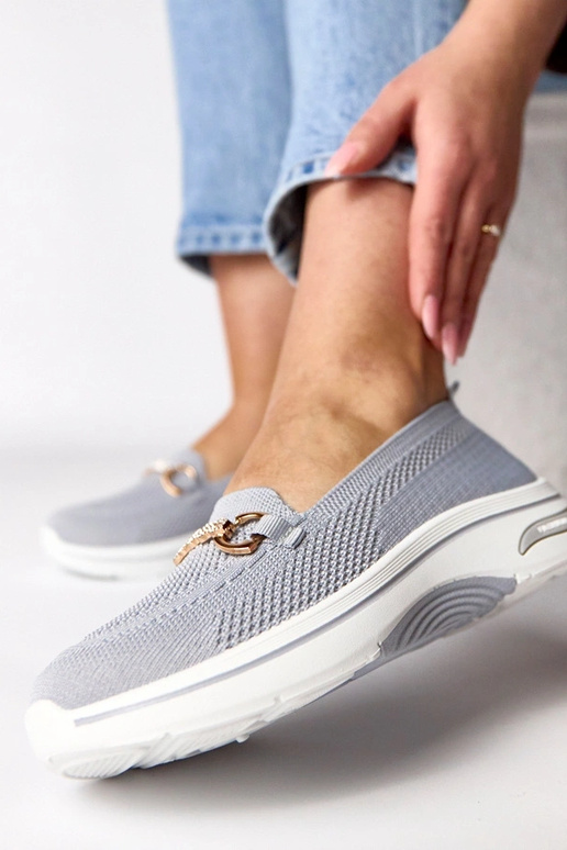 Graue textile Slip-On Sneakers mit...