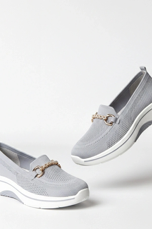 Graue textile Slip-On Sneakers mit...