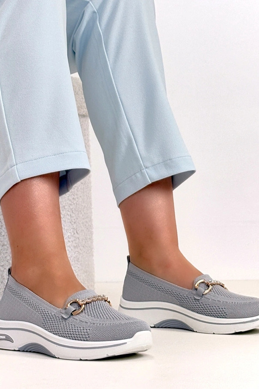 Grijze instap sneakers van stof met...