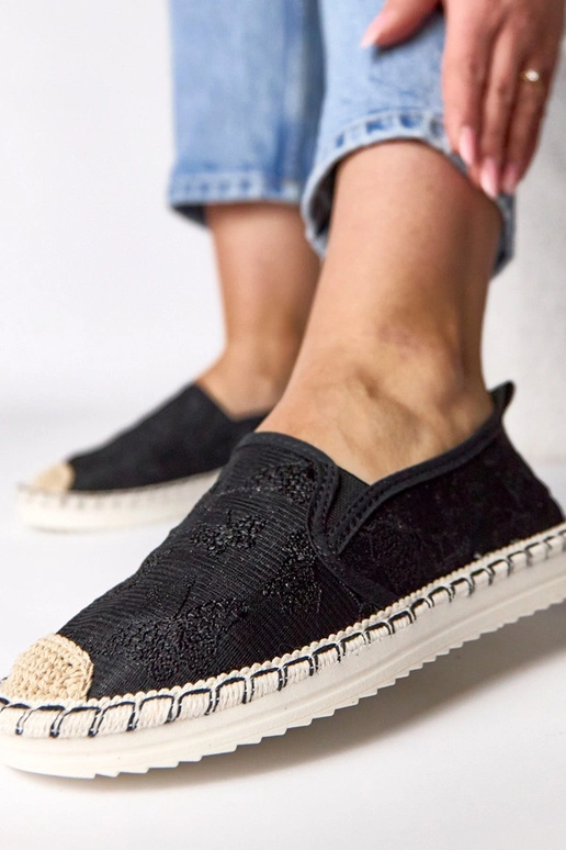 Espadrilles noires ornées de...
