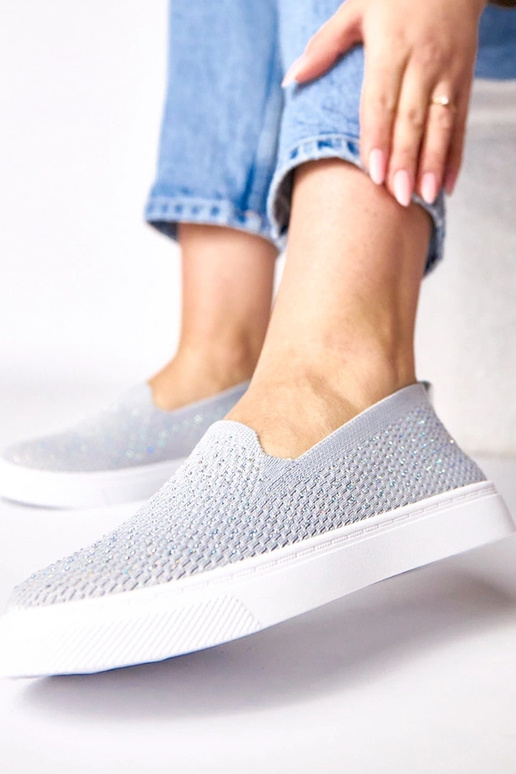 Graue textile Slip-On Sneakers mit...