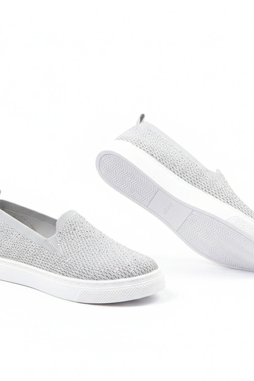 Graue textile Slip-On Sneakers mit...