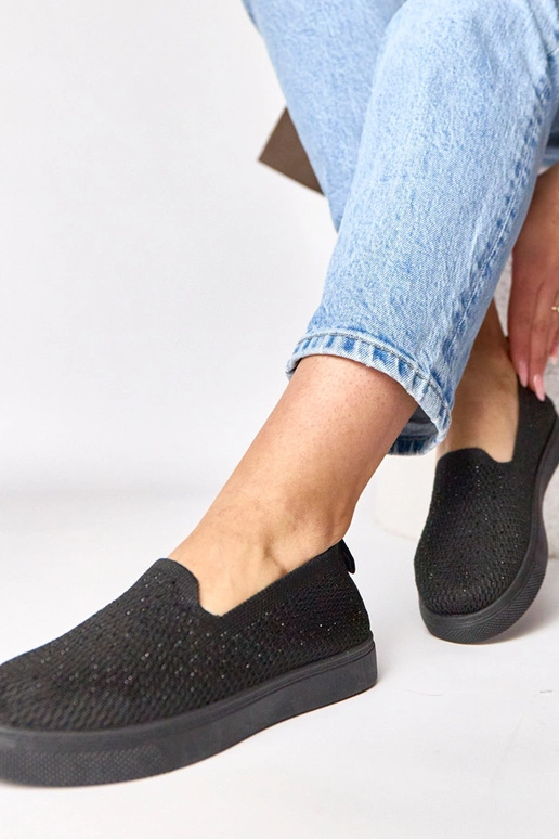 Schwarze textile Slip-On Sneakers mit...