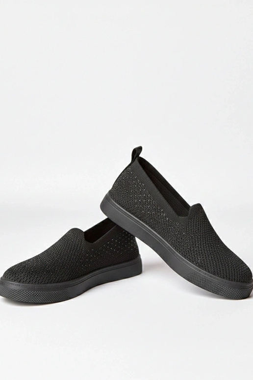 Schwarze textile Slip-On Sneakers mit...