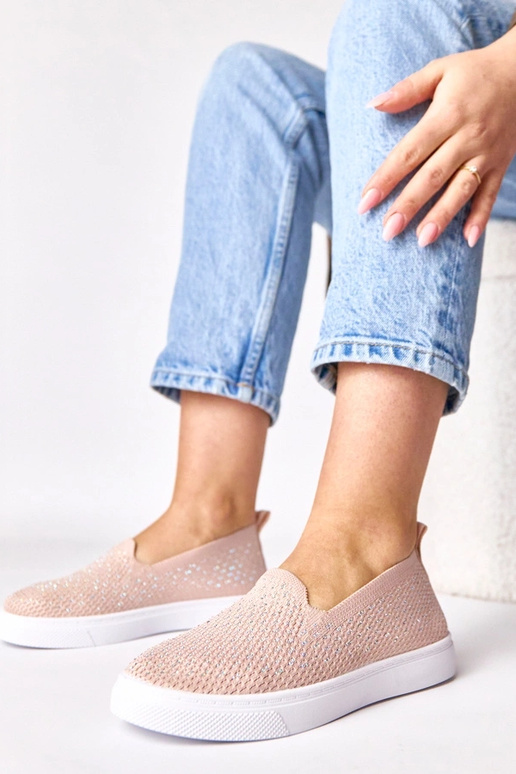 Rosafarbene textile Slip-On...