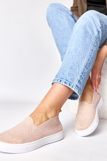 Baskets en textile rose avec des zirconiums Gabrielle 2