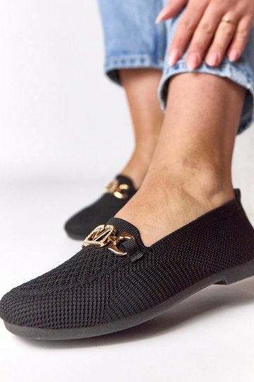 Zwarte textiele loafers met...