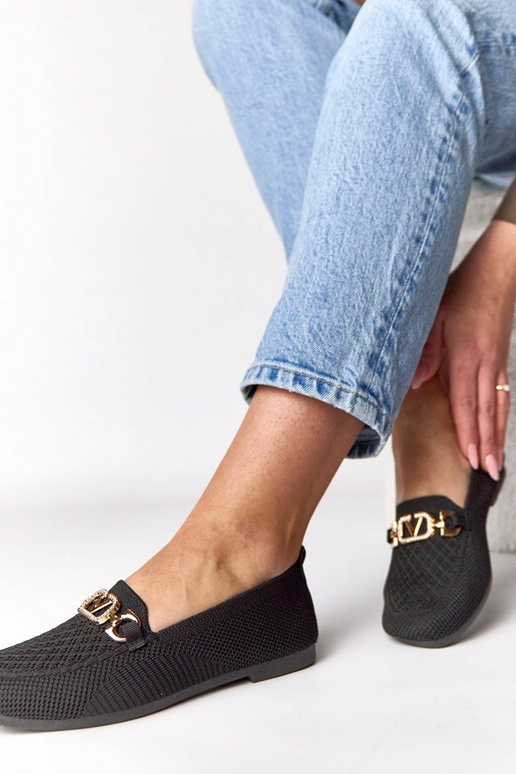 Mocassins en textile noirs avec...